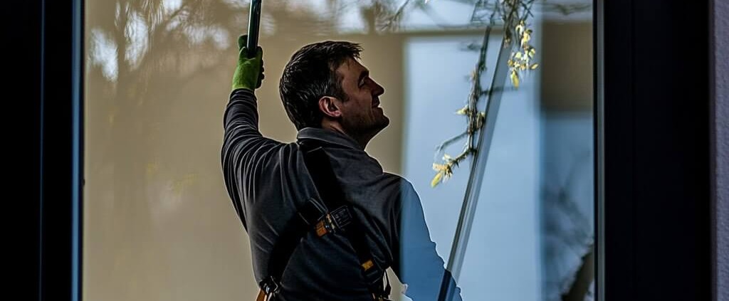 fensterputzer bei der arbeit