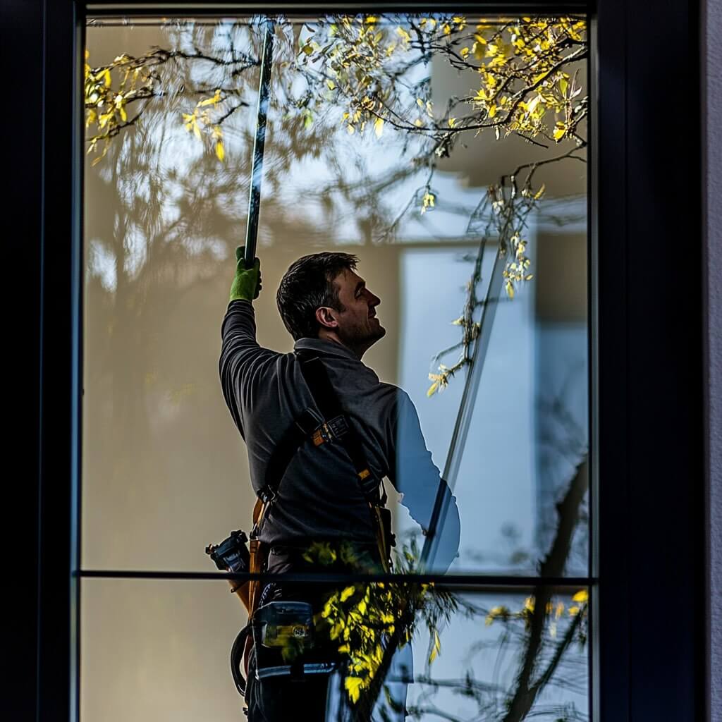 fensterputzer bei der arbeit